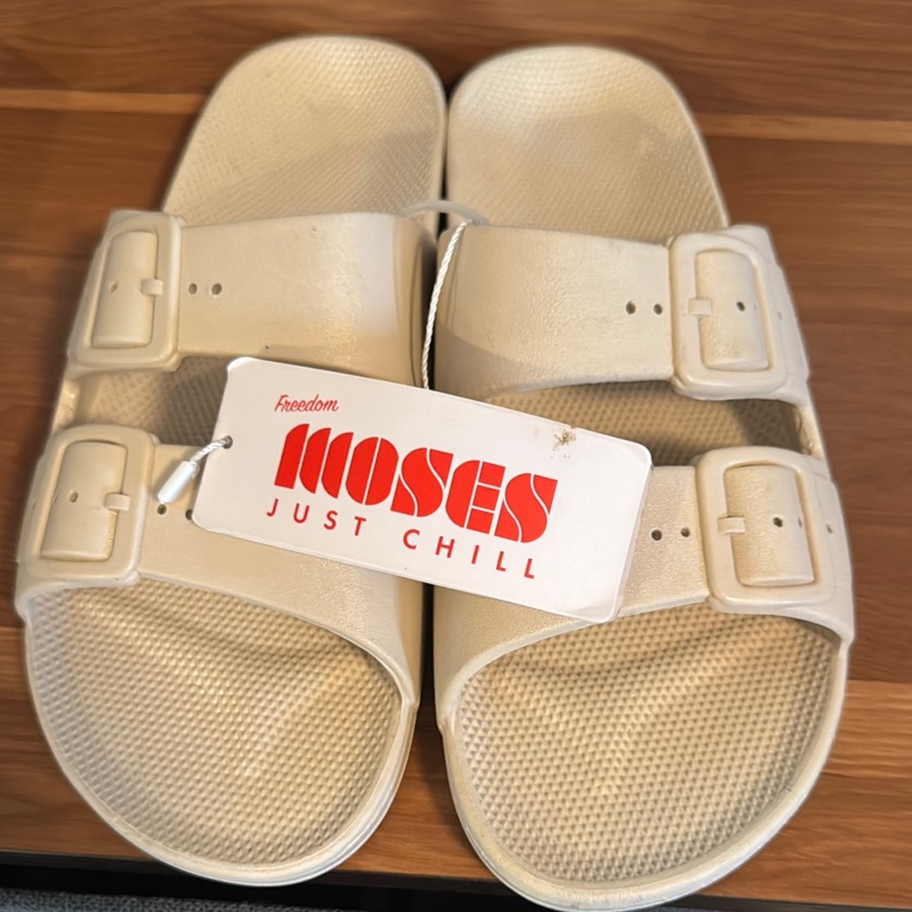 Cream Moses Comfort Sandals with Adjustable Straps